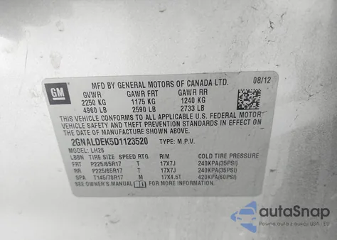 2013 Chevrolet Equinox 1Lt from USA, damaged, VIN 2GNALDEK5D1123520